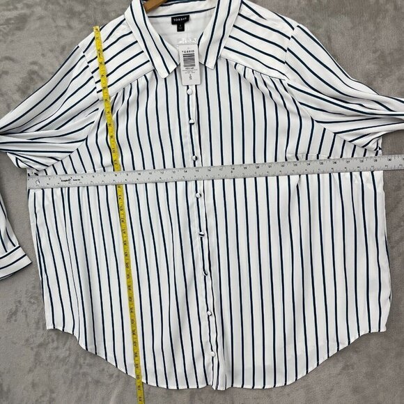 Torrid Madison Georgette Button Up Long Sleeve Shirt Striped - Picture 15 of 15